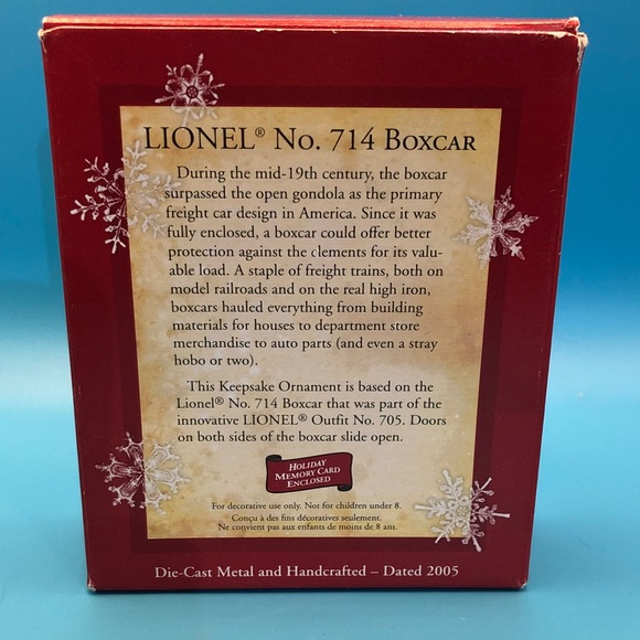 Hallmark Lionel No. 714 Boxcar Keepsake Ornament - Red - Picture 2 of 10